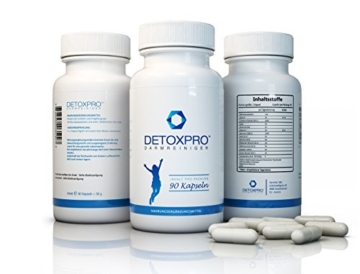 DETOXPRO Darmreinigung - Unterstützt Die Verdauungsfunktion - 100% Natürliche Entgiftung - Gesunde Gewichtsreduktion - Colon Cleanse - 30 Tage Detox Kur / 90 Kapseln - Zur Darmsanierung - Mit Flohsamenschalen - 2