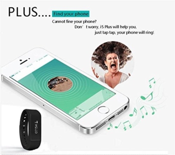 J cotton-i5+, I5 Plus-IP67 wasserdichte intelligente Armband Bluetooth 4.0 Fitness Activity Tracker beobachten Sport Gesundheit Armband Fügen Fitness Schlaf-Monitor Sedentary Erinnerung Kompatibel mit Android IOS Smartphones (schwarz) - 3