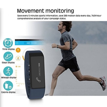 Jcotton I5+, I5 Plus Smartwatch IP67 wasserdichte intelligente Smart bracelet Bluetooth 4.0 Fitness Aktivität Tracker beobachten Sport Gesundheit Pedometer Armband Fügen Fitness Schlaf Monitor Sedentary Erinnerung Wristband Kompatibel mit Android IOS Smartphones (dunkelblau) - 6