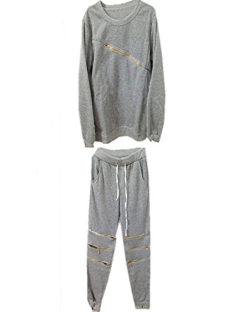 Minetom Damen Zipper Hausanzug Herzförmiger Sport Anzug Trainingsanzug Pants+ Sweatshirt Jogginganzug Damen Zipper Hausanzug Lang Hose T-Shirt Fitness Sportanzug Jogginganzug ( DE 34 ) - 2