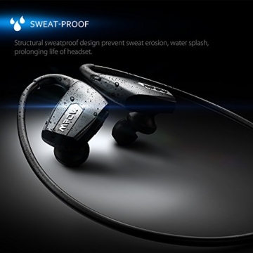 Mpow Antelope Bluetooth 4.1 Wireless Sports Kopfhörer mit Freisprechfunktion, der Buletooth Kopfhörer im CVC6.0 Noise Reduction Design für Laufen Gym usw. Für iphone SE, 6/6S, 5S, 5, 4/4S, Samsung Galaxy S6, S5, S4, S3, Sony Xperia Z5, Z3, Z2 und andere Bluetooth fähige Smart Handys Andriod ISO -Schwarz - 2