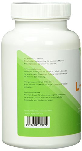 Vitasyg L-Carnitin, 750mg, hochdosiert, 100 Kapseln, 1er Pack (1×0.088kg) - 3
