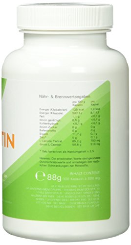 Vitasyg L-Carnitin, 750mg, hochdosiert, 100 Kapseln, 1er Pack (1×0.088kg) - 4